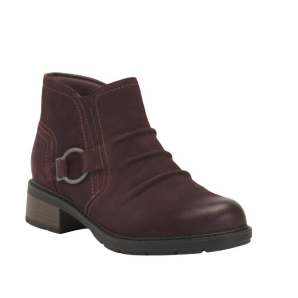 Clarks Collection Hearth Faye Burgundy Suede Zip Closure Booties Size 10W - Picture 4 of 14